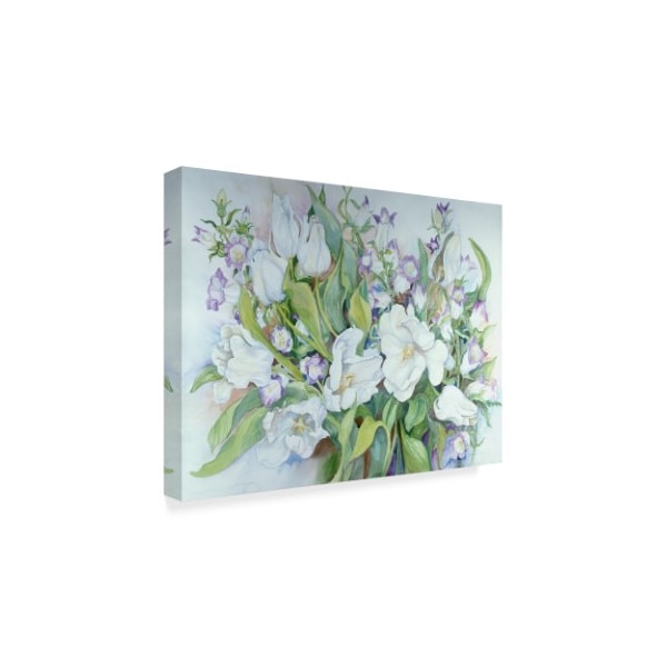 Joanne Porter 'White Tulips And Canterbury Bells' Canvas Art,35x47